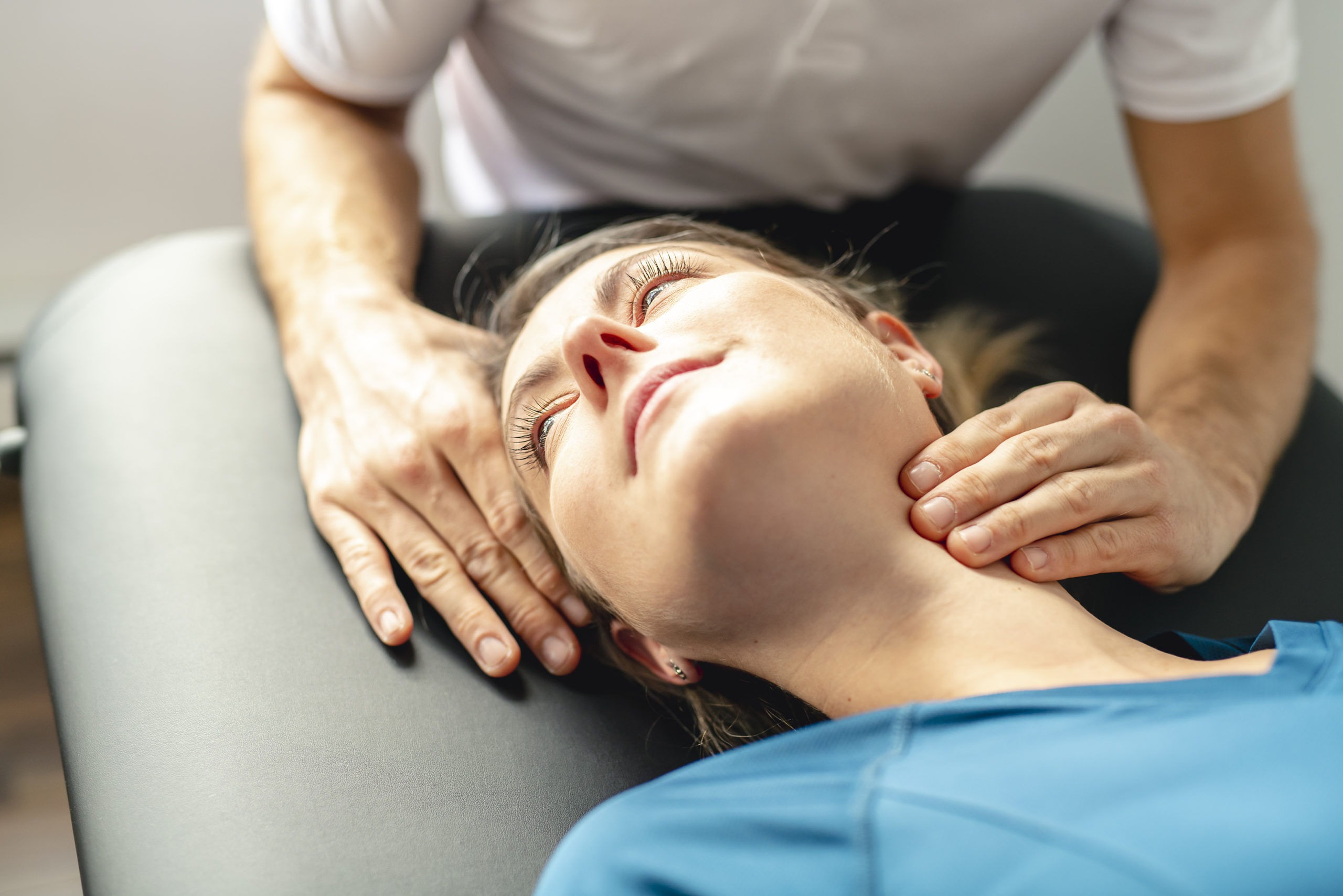 Modern rehabilitation physiotherapy man at work